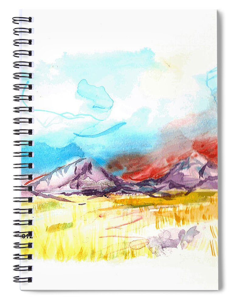 Spanish Peaks Spiral Notebook featuring the painting Spanish Peaks study by Joseph Mora