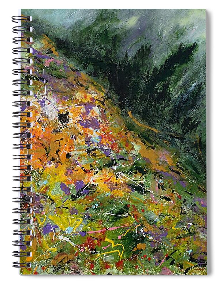 Acrylic Painting Spiral Notebook featuring the painting Spring In The Mountain by Lidija Ivanek - SiLa