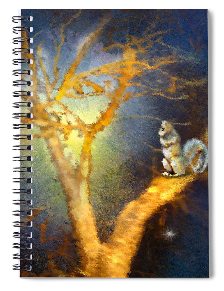 Animals Spiral Notebook featuring the painting Squirrel in Austin by Miki De Goodaboom