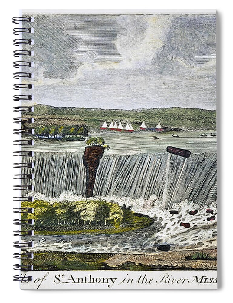 18th Century Spiral Notebook featuring the photograph St. Anthony Falls, Mn by Granger