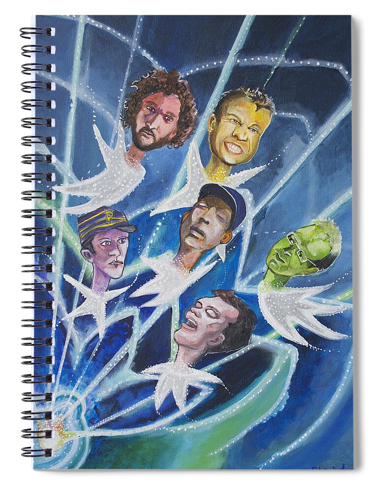 Music Bands Spiral Notebook featuring the painting Star Bodied Face Melters by Patricia Arroyo