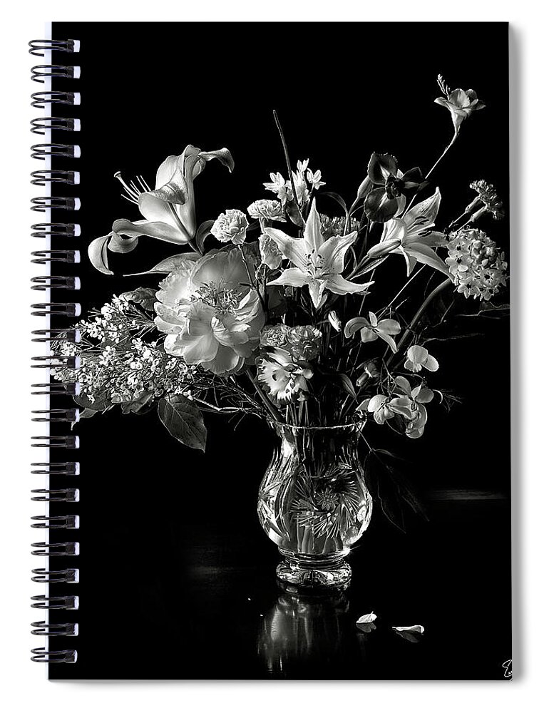 Flower Spiral Notebook featuring the photograph Still Life in Black and White by Endre Balogh