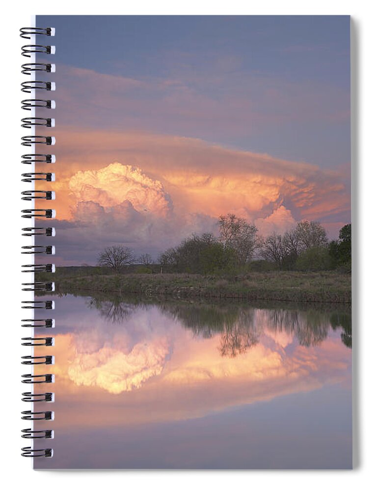 00176483 Spiral Notebook featuring the photograph Storm Clouds Over South Llano River by Tim Fitzharris