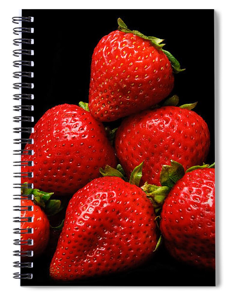 Strawberries On Velvet Spiral Notebook featuring the photograph Strawberries On Velvet by Andee Design