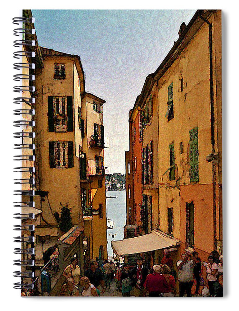 Villefranche Spiral Notebook featuring the photograph Street in Villefranche II by Steven Sparks