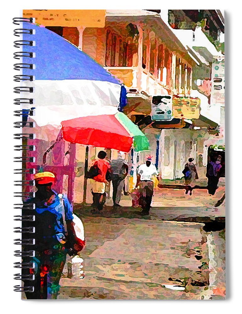 Rosea Spiral Notebook featuring the photograph Street Scene in Rosea Dominica filtered by Duane McCullough