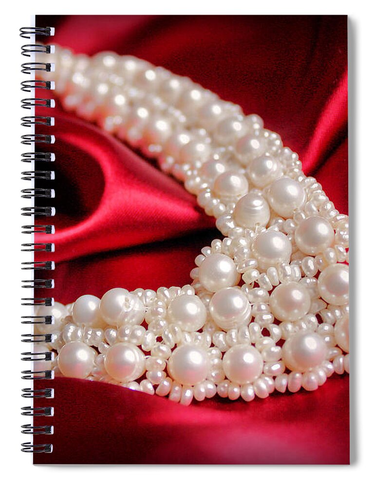 Pearls Spiral Notebook featuring the photograph String of Pearls by Kristin Elmquist