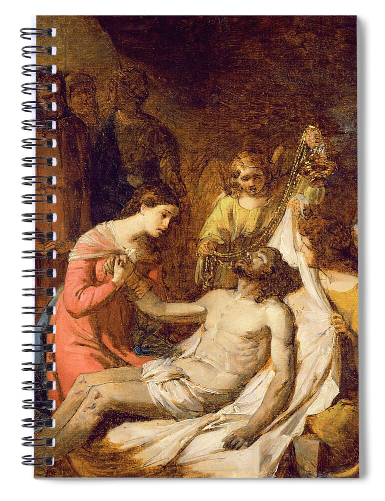 Xyc127206 Spiral Notebook featuring the photograph Study of the Lamentation on the Dead Christ by Benjamin West