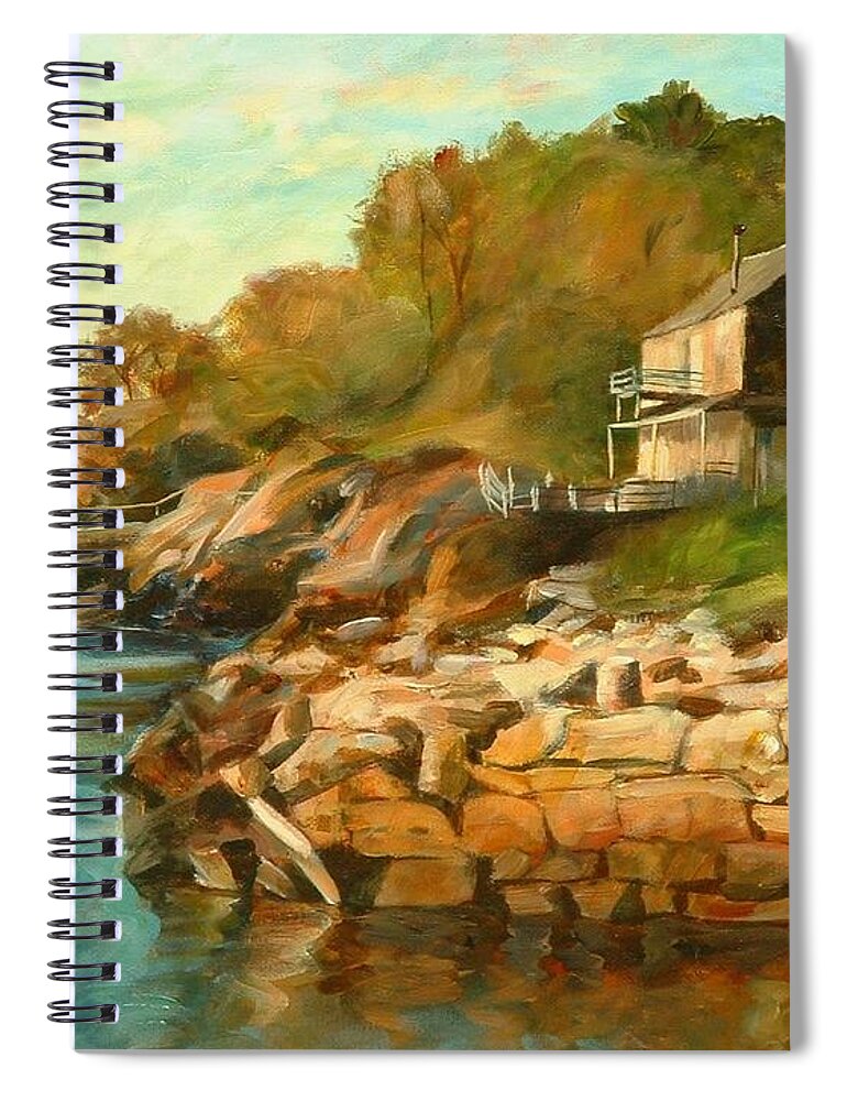 Summer Cottage Spiral Notebook featuring the painting Summer cottage by Claire Gagnon