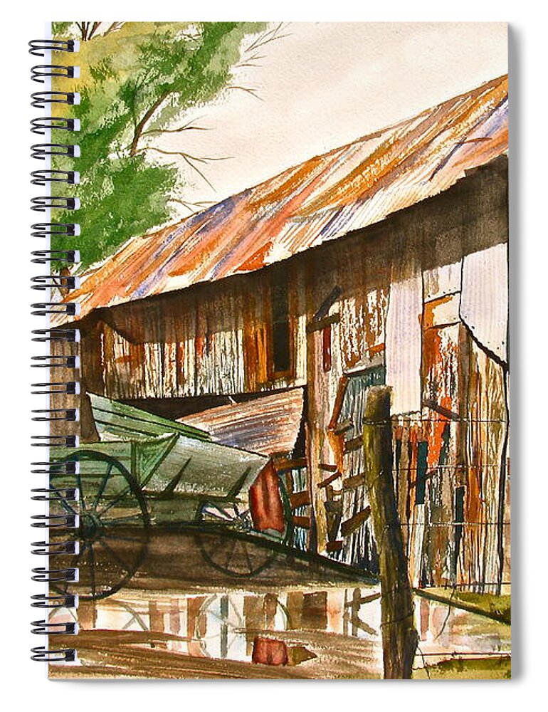 Barn Spiral Notebook featuring the painting Summer Shower by Frank SantAgata
