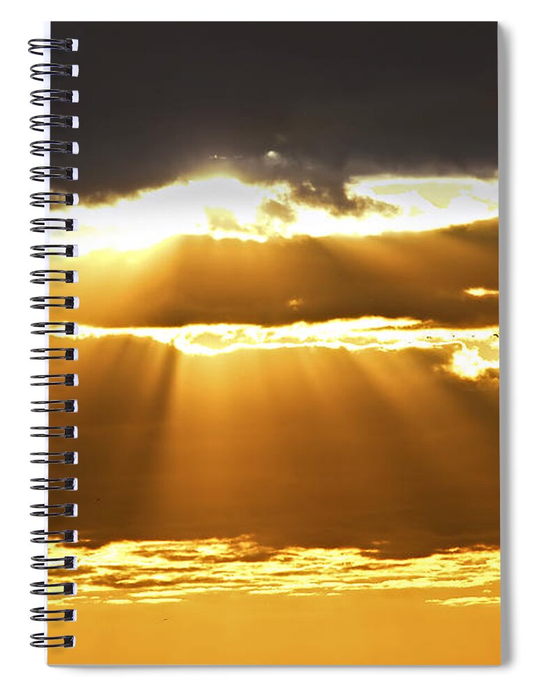 Sunset Spiral Notebook featuring the photograph Sun rays at sunset sky by Elena Elisseeva