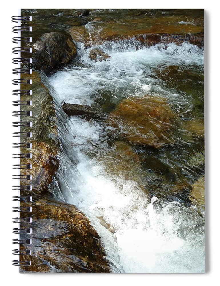 Sunlit Cascade Spiral Notebook featuring the photograph Sunlit Cascade by Joel Deutsch