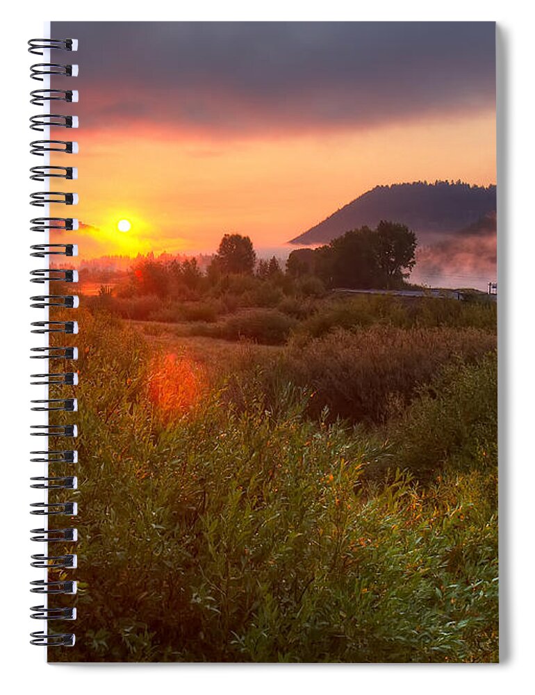 Grand Tetons Spiral Notebook featuring the photograph Sunrise at Snake River by Sue Karski