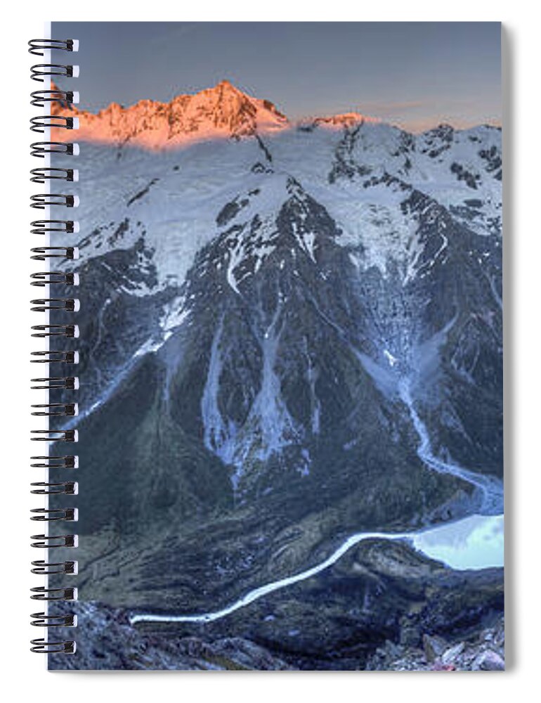 00439958 Spiral Notebook featuring the photograph Sunrise On Mount Sefton And Mount Cook by Colin Monteath