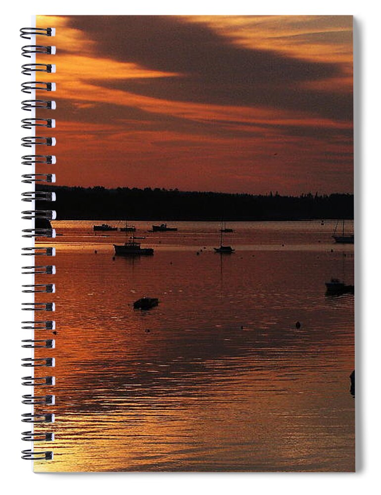 Sunrise Spiral Notebook featuring the photograph Sunrise over Southwest Harbor by Jeff Heimlich
