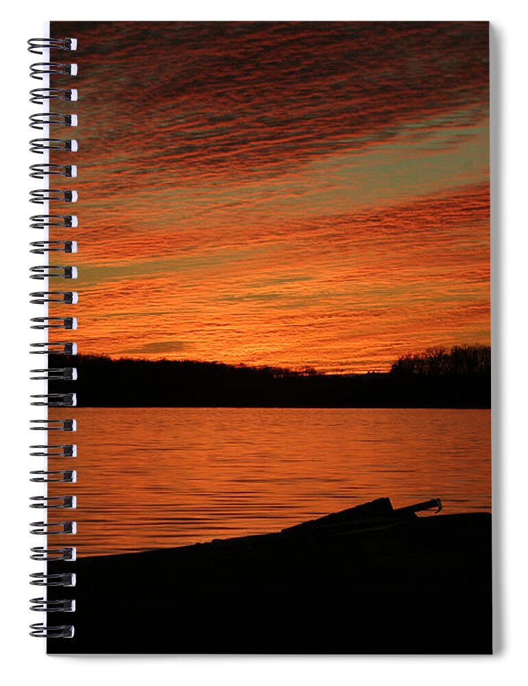 Sunset Spiral Notebook featuring the photograph Sunset And Kayak by Daniel Reed