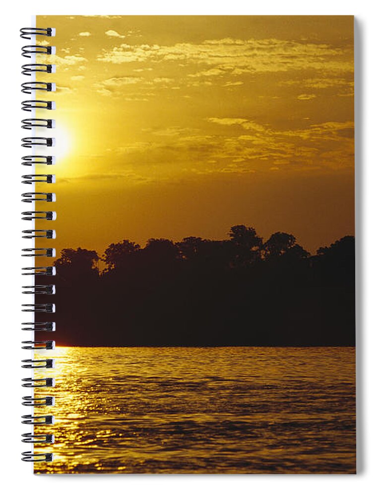 Mp Spiral Notebook featuring the photograph Sunset Over Lowland Tropical Rainforest by Gerry Ellis