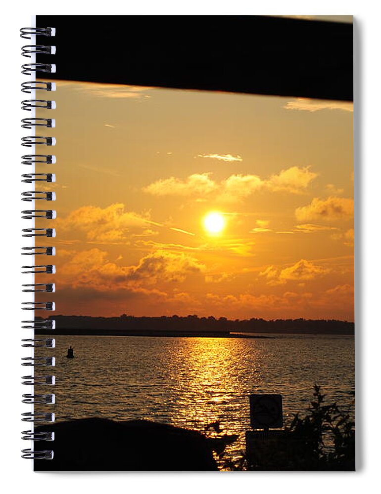  Spiral Notebook featuring the photograph Sunset Through the Rails by Michael Frank Jr
