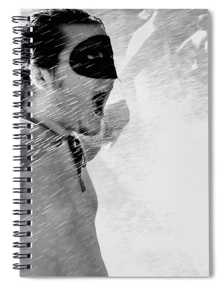 Road Race Spiral Notebook featuring the photograph Superboy of Peachtree black and white by Kathleen K Parker