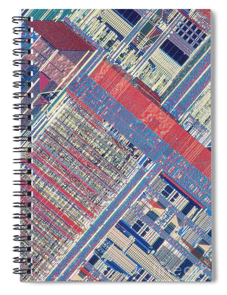 Microprocessor Spiral Notebook featuring the photograph Surface Of Integrated Chip by Michael W. Davidson