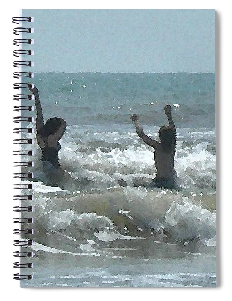 Water Spiral Notebook featuring the digital art Surfdance by Life Makes Art