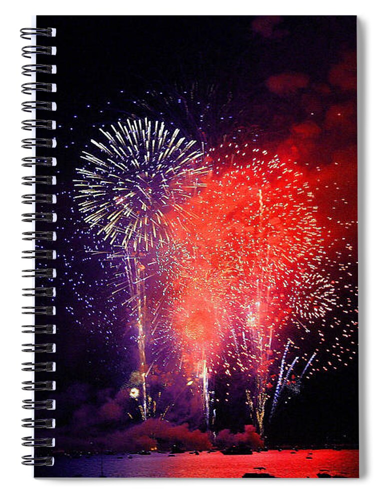 Lake Tahoe Spiral Notebook featuring the photograph Tahoe Fireworks. by Mitch Shindelbower