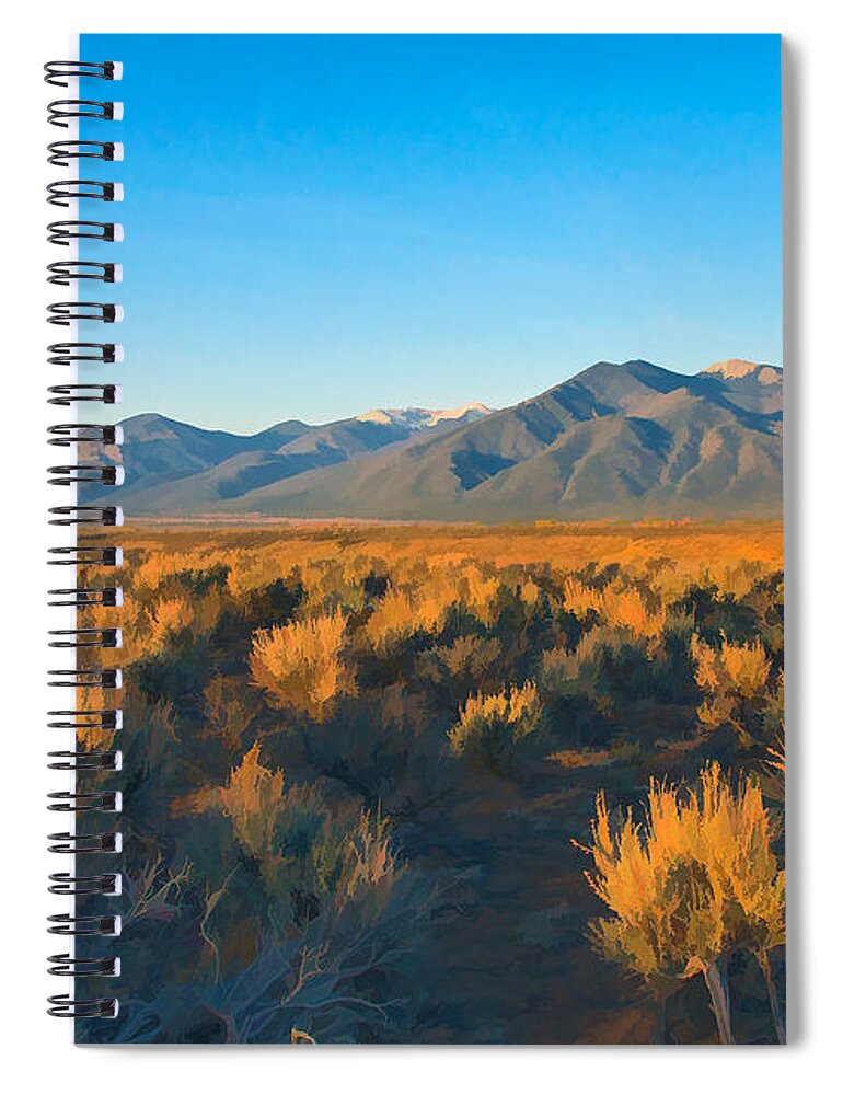 Santa Spiral Notebook featuring the photograph Taos Sagebrush at Sunset by Charles Muhle