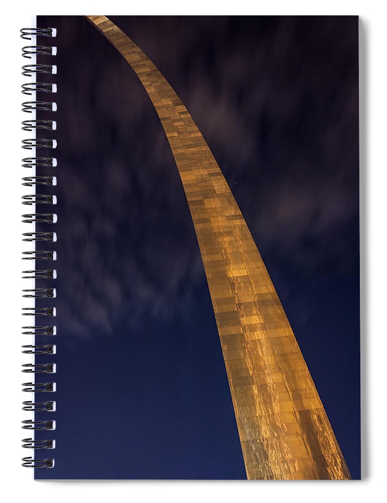 Abstract Spiral Notebook featuring the photograph The Arch in St Louis at Night by Semmick Photo