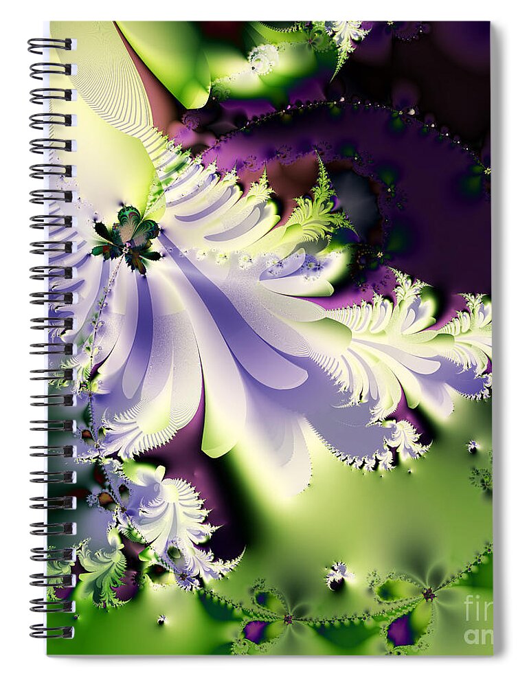 Fractal Spiral Notebook featuring the digital art The Butterfly Effect . Version 2 . Square by Wingsdomain Art and Photography