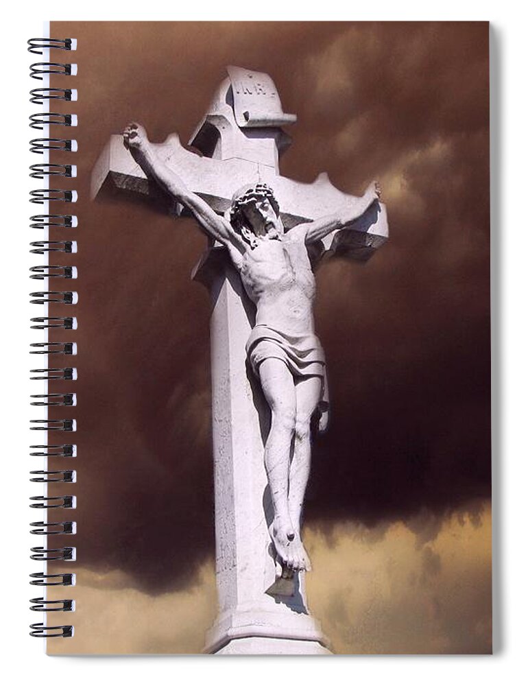 Crucifixion Spiral Notebook featuring the photograph The Darkest Night by David Dehner