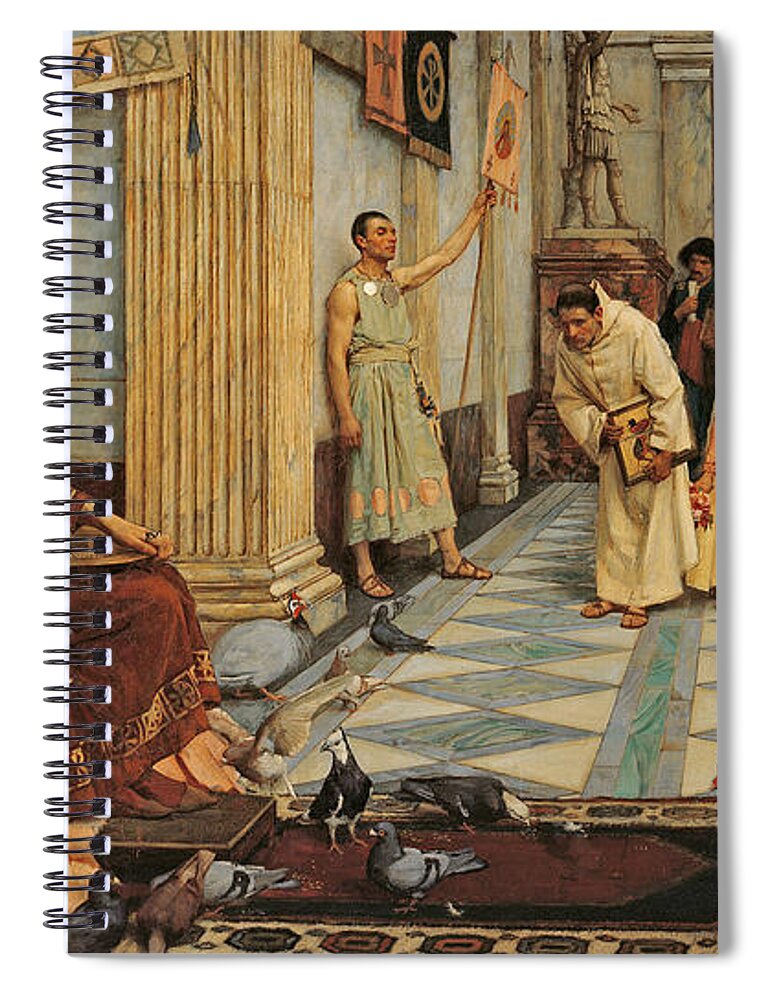 Court Spiral Notebook featuring the painting The favourites of Emperor Honorius by John William Waterhouse