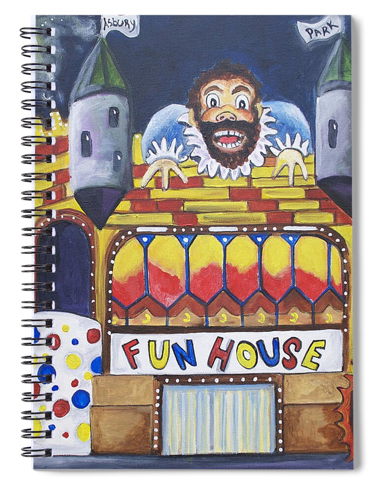 Asbury Art Spiral Notebook featuring the painting The Funhouse Castle by Patricia Arroyo