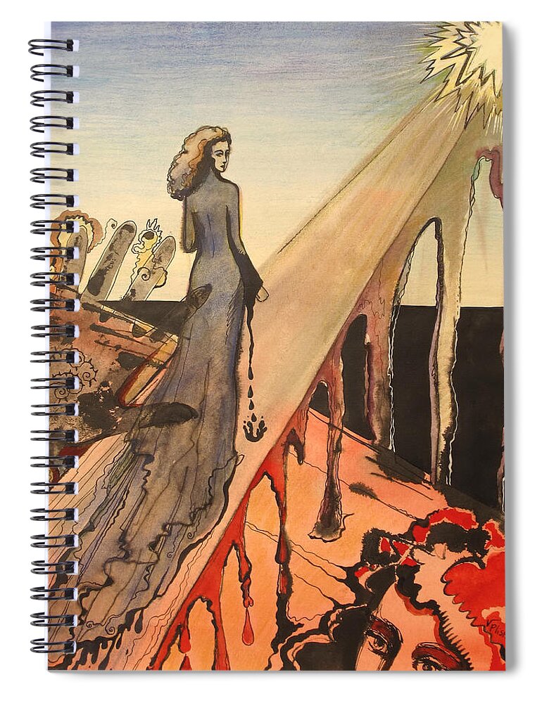 Woman Spiral Notebook featuring the painting The last look back by Valentina Plishchina