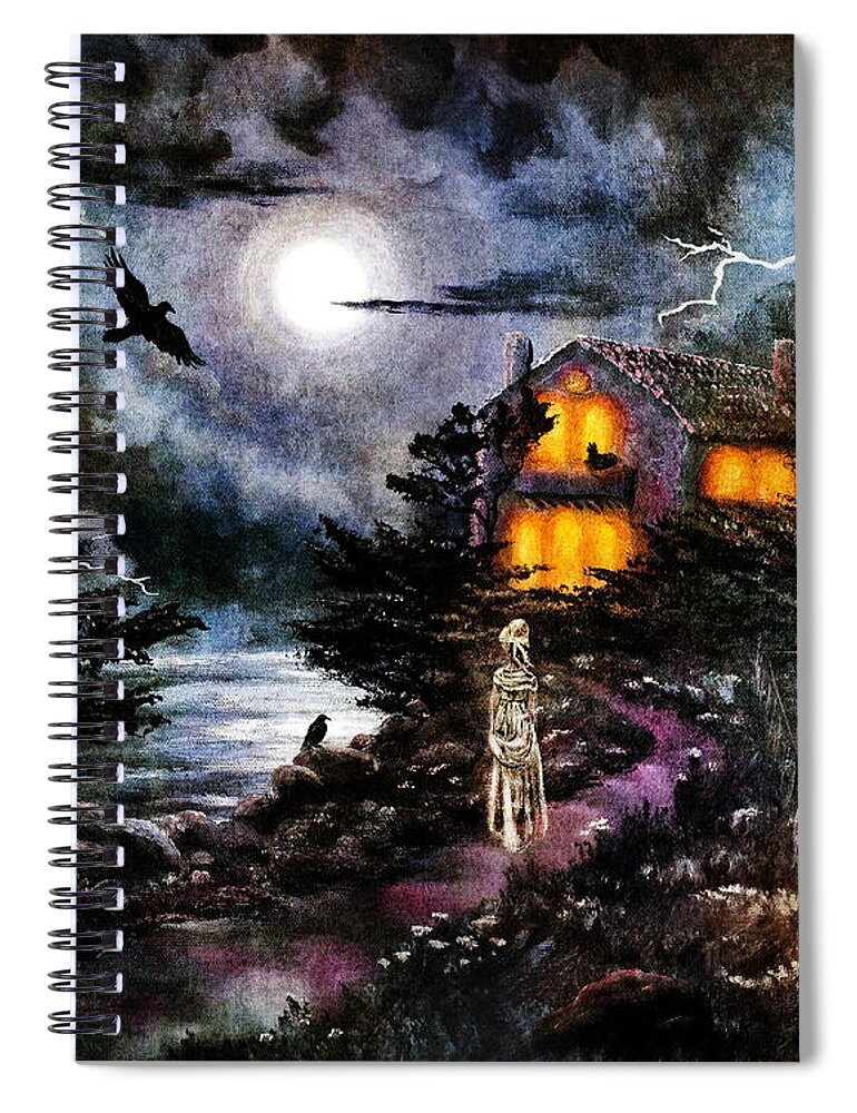 Dark Art Spiral Notebook featuring the digital art The Midnight Dreary by Laura Iverson