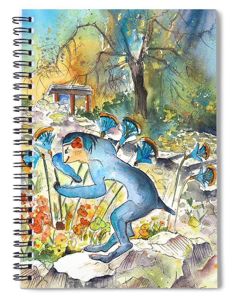 Travel Art Spiral Notebook featuring the painting The Minotaur in Knossos by Miki De Goodaboom