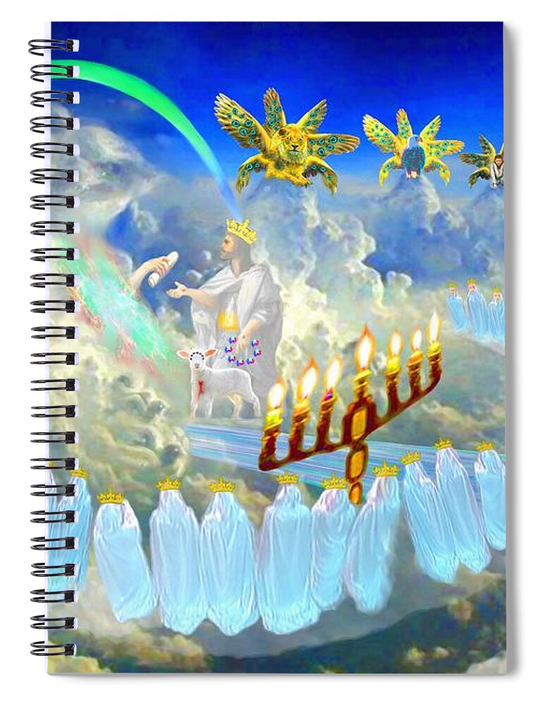 Seven Spirits Of God Spiral Notebook featuring the painting The SevenSpirits Of God In Revelations by Susanna Katherine