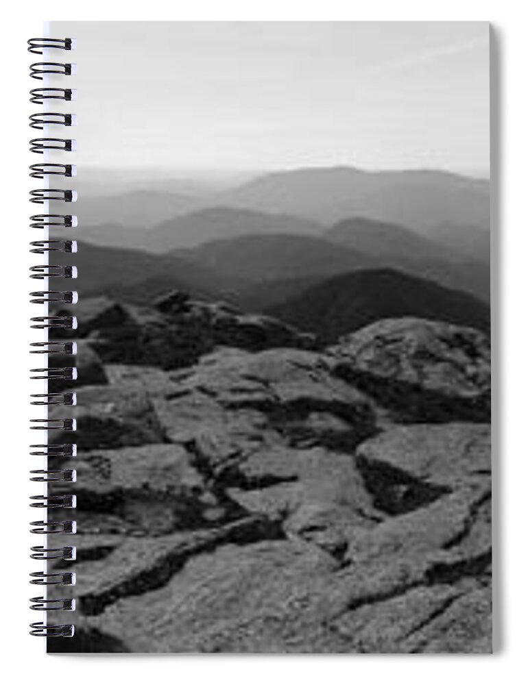 Adirondacks Spiral Notebook featuring the photograph The View North from Mt. Marcy Black and White Three by Joshua House
