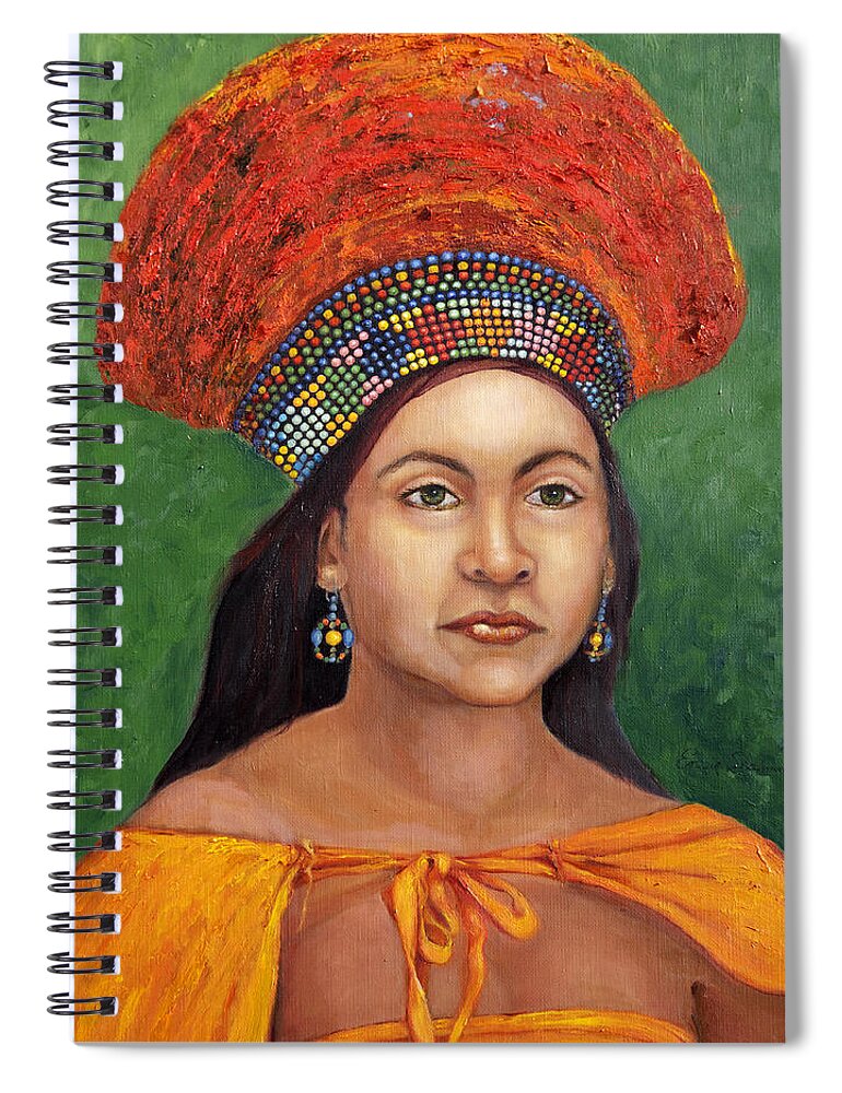 Painting Spiral Notebook featuring the painting The Zulu Bride by Portraits By NC