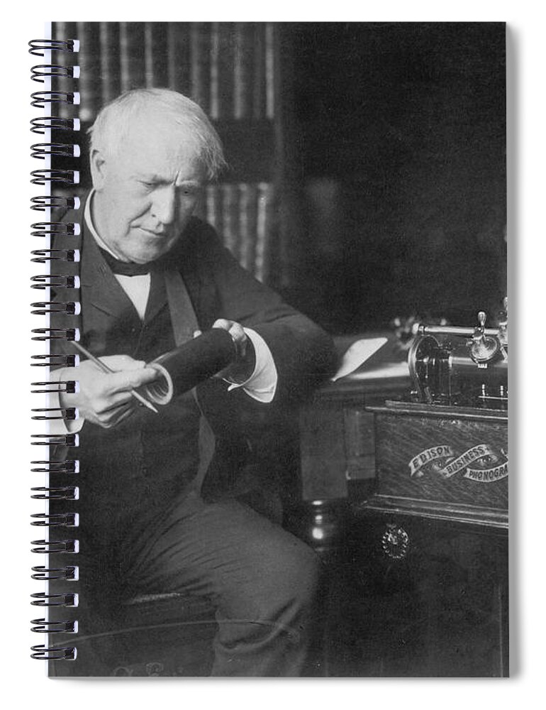 History Spiral Notebook featuring the photograph Thomas Edison, American Inventor by Omikron