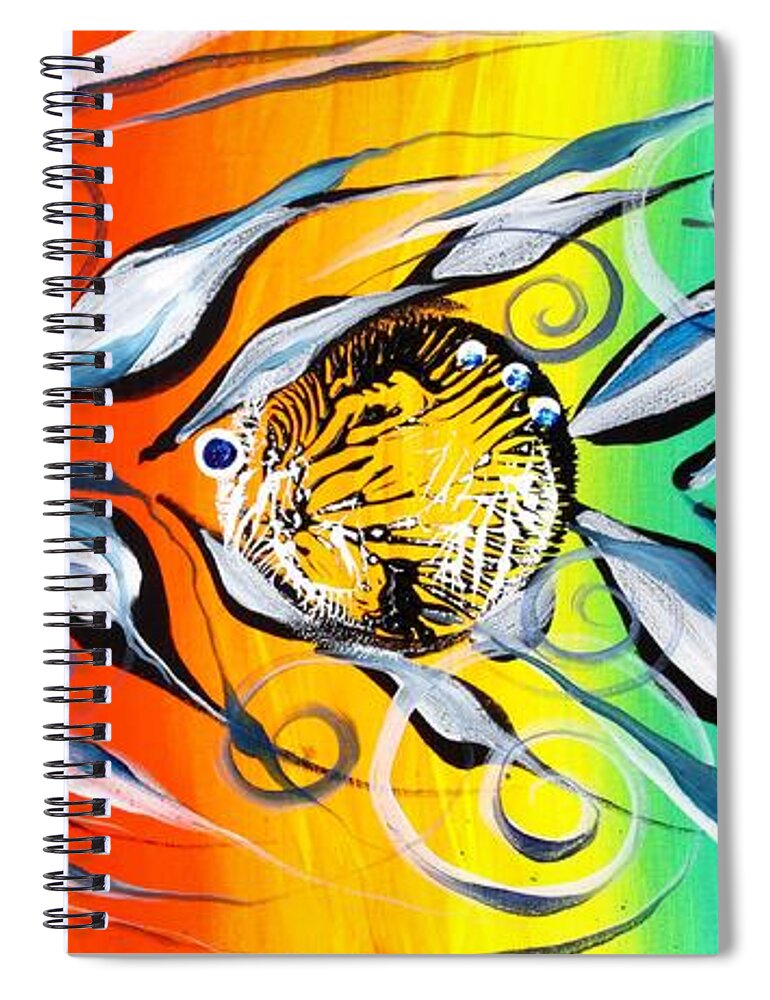 Fish Spiral Notebook featuring the painting Three in a Row ... Three by J Vincent Scarpace