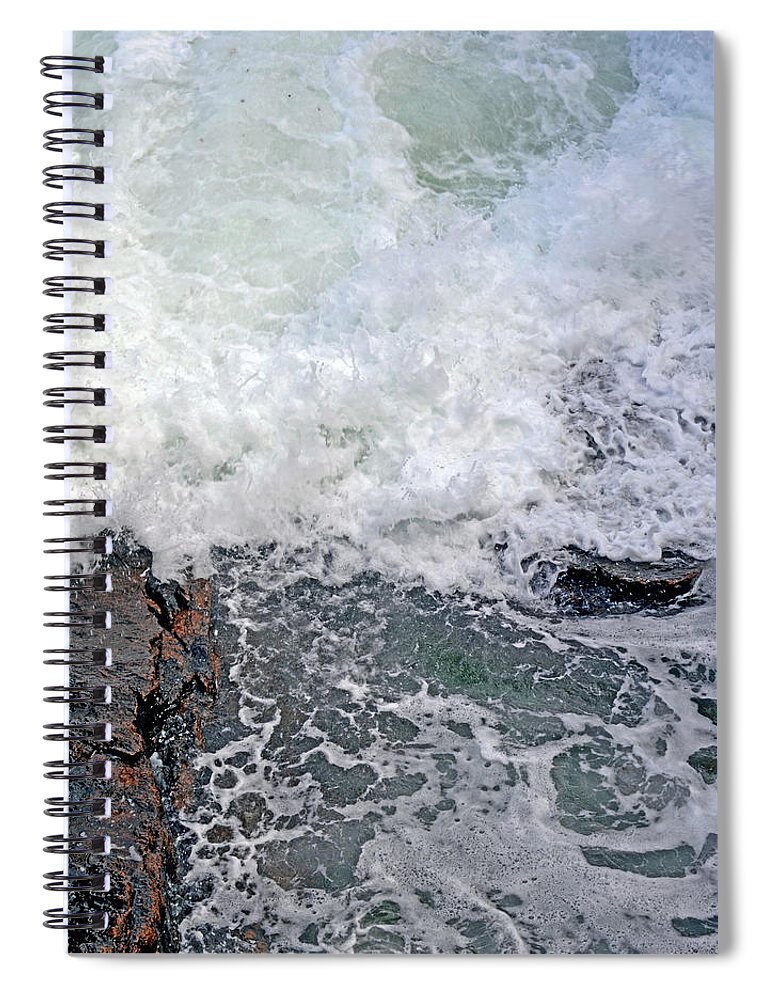 Acadia Spiral Notebook featuring the digital art Tidal Surge at Thunder Hole by Lynda Lehmann