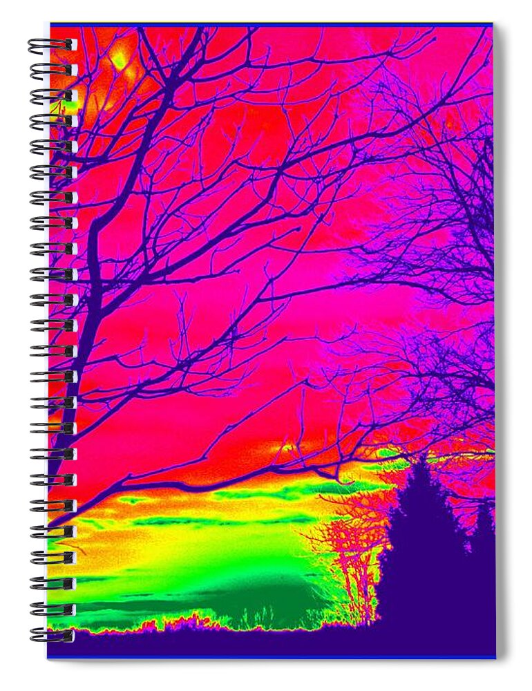 Abstract Spiral Notebook featuring the photograph Tie Dye Sunset by Kim Galluzzo
