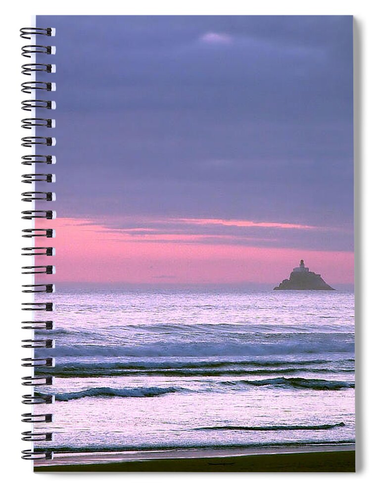 Tillamook Lighthouse Spiral Notebook featuring the photograph Tilly Sunset by Wendy McKennon