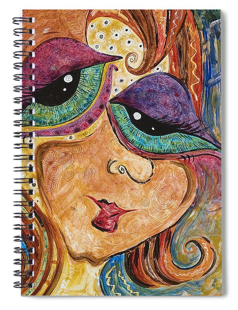 Self Portrait Spiral Notebook featuring the painting Time Is Flying By by Tanielle Childers