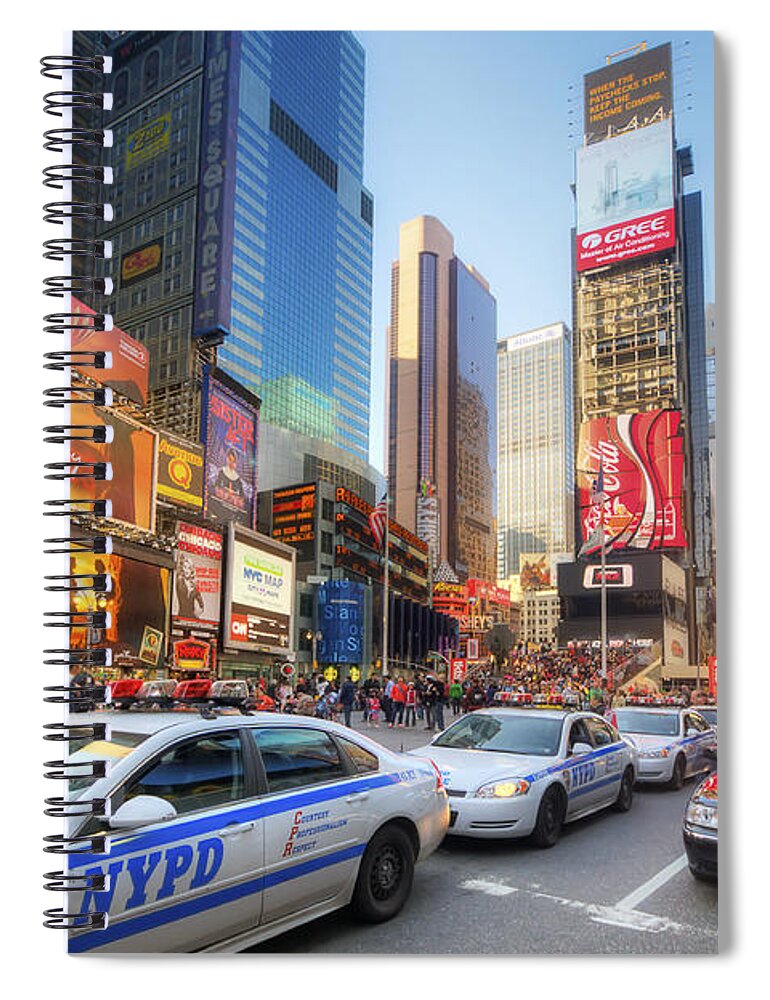 Yhun Suarez Spiral Notebook featuring the photograph Times Square Traffic 2.0 by Yhun Suarez