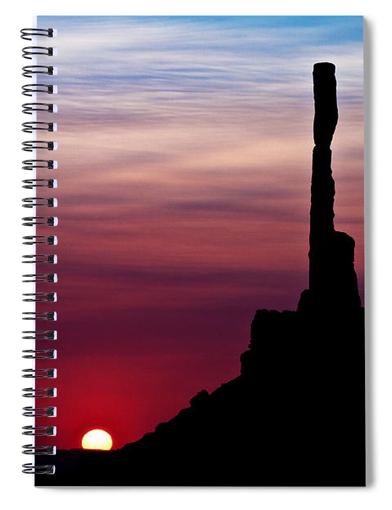 Sylvia J Zarco Spiral Notebook featuring the photograph Sun dawns at Totem Pole by Sylvia J Zarco