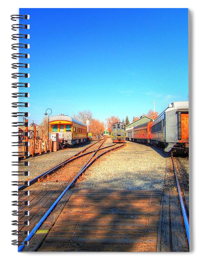 Old Town Sacramento Spiral Notebook featuring the photograph Tracks Along the River-HDR by Barry Jones
