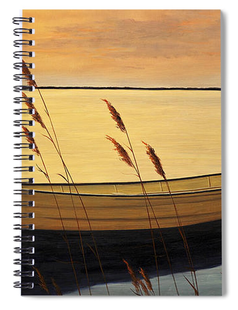 Sunset Water Print Spiral Notebook featuring the painting Trading Places by Diane Romanello