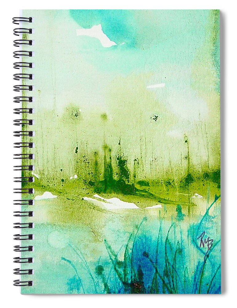 Trees Spiral Notebook featuring the painting Trees by Water by Robin Miller-Bookhout