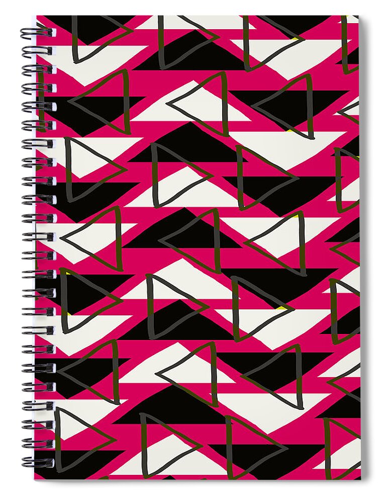 Louisa Spiral Notebook featuring the digital art Triangles by Louisa Knight
